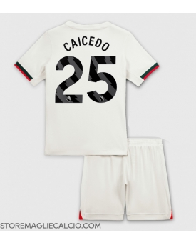 Chelsea Moises Caicedo #25 Maglia Gara Trasferta Repliche 2025-26 Bambino